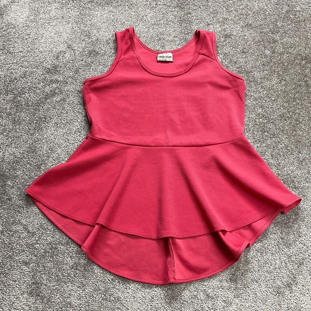 Caren Sport Tank Top Womens 1X Pink Sleeveless Wide Strap Flare Bottom Ladies